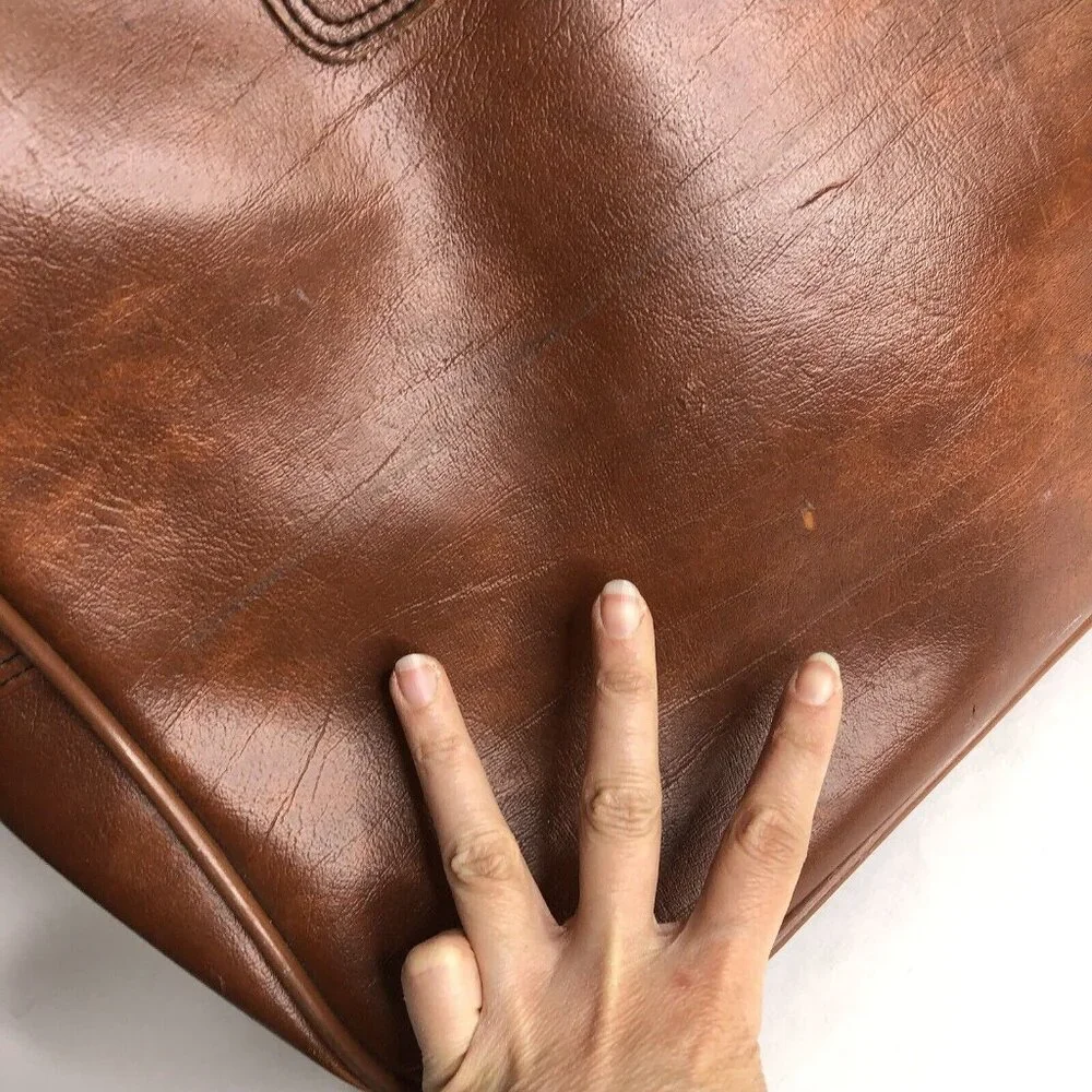 Vintage Sears Briefcase Carry-on Brown Travel Bag Luggage Faux Leather 21”x12.5”
